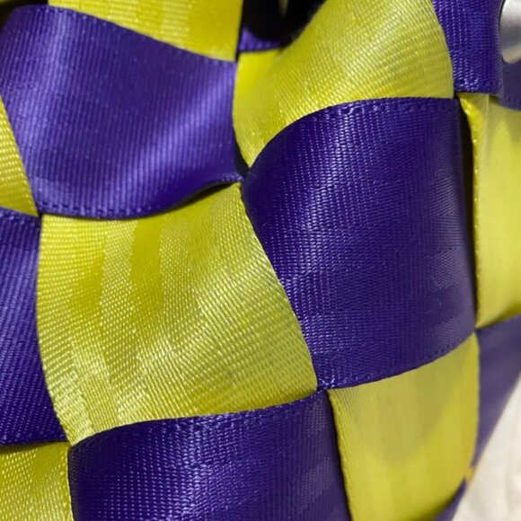 Maggie Bags Seatbelt Backpack Purse Lakers Purple Yellow Preowned - Picture 5 of 5